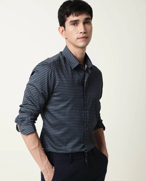 Structured Green Patterned Shirt –MODA Series | Rare Rabbit