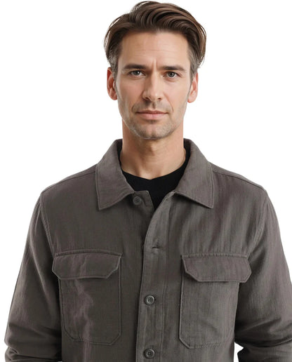 Textured Knit Cotton Shirt – Long Sleeves – Earth Brown| Rare Rabbit