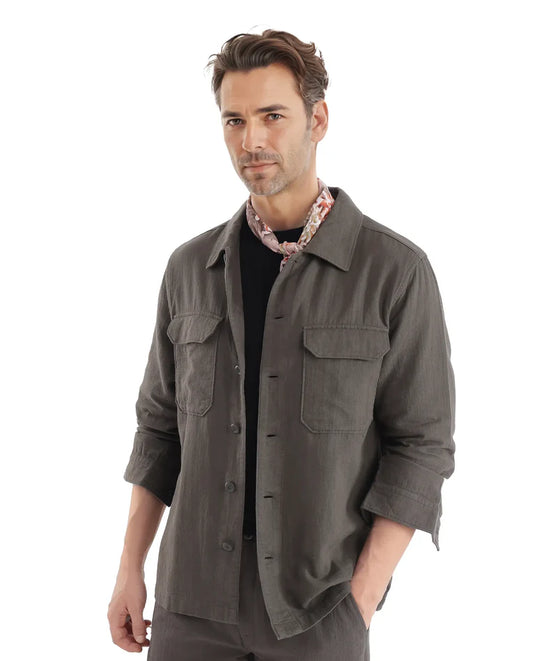 Textured Knit Cotton Shirt – Long Sleeves – Earth Brown| Rare Rabbit