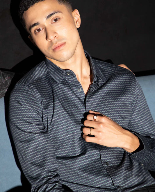 Structured Green Patterned Shirt –MODA Series | Rare Rabbit