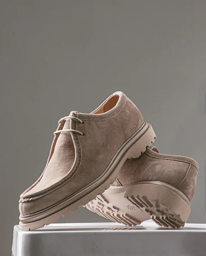 Men’s Light Beige Leather Sneakers – Seoul Edit | Rare Rabbit